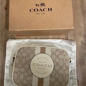 Coach Beige and Cream Logo Crossbody Bag